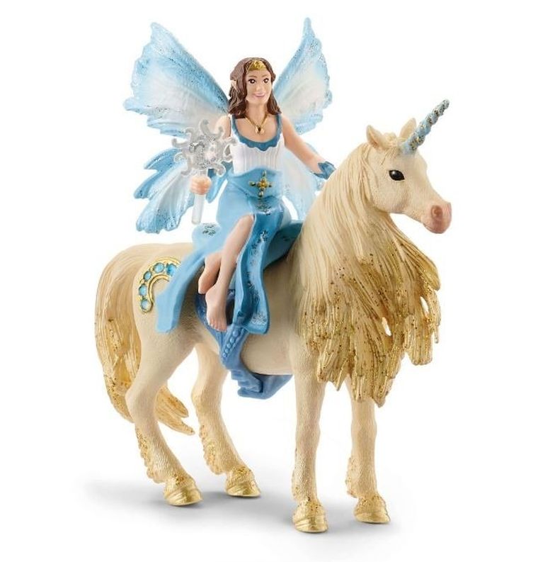 Schleich, Bayala, Eyala wyrusza na złotym jednorożcu, figurka, 42508