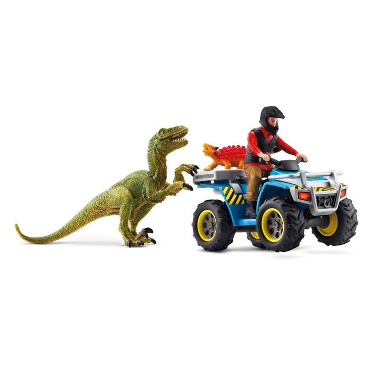Schleich, Dinosaurs, Ucieczka quadem przed welociraptorem, zestaw, 41466