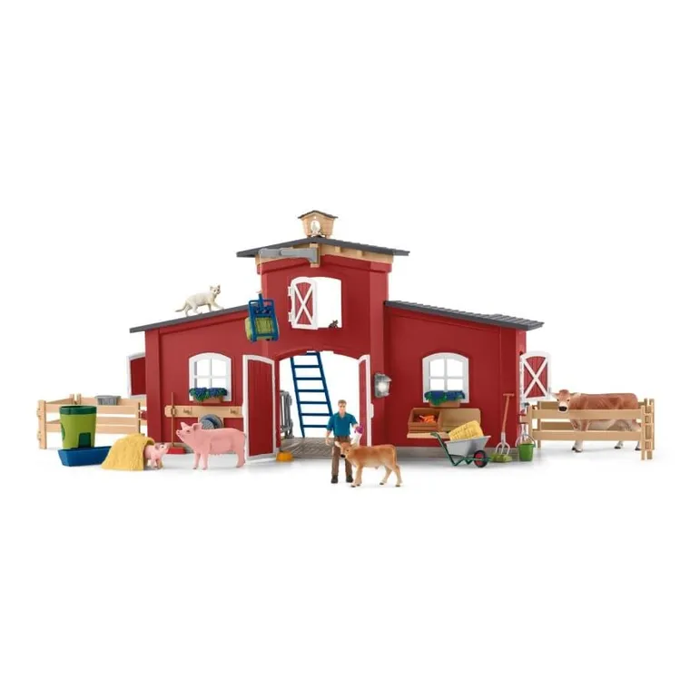 Schleich, Farm World, Duża stodoła ze zwierzętami i akcesoriami, zestaw, 42606
