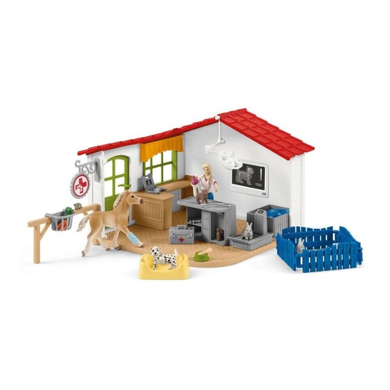 Schleich, Farm World, Klinika weterynaryjna ze zwierzętami, zestaw, 42502