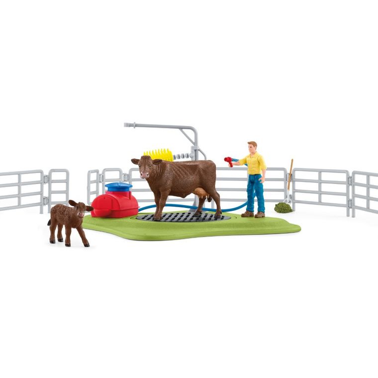 Schleich, Farm World, myjnia szczęśliwych krów, zestaw, 42529