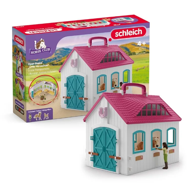 Schleich, Horse Club, Mała Podkowa, Otwarta stajnia, zestaw, 42703