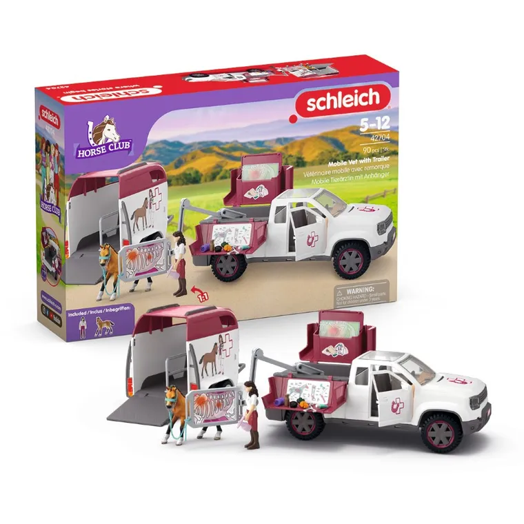 Schleich, Horse Club, Mobilna lecznica weterynaryjna z przyczepą, zestaw, 42704
