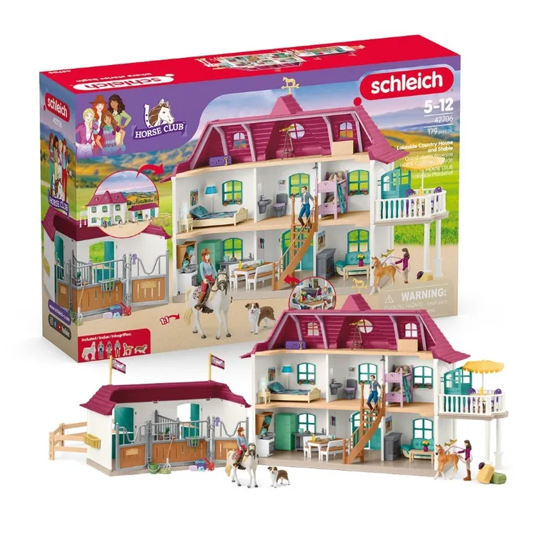 Schleich, Horse Club, Posiadłość wiejska i stadnina koni w Lakeside, zestaw, 42706