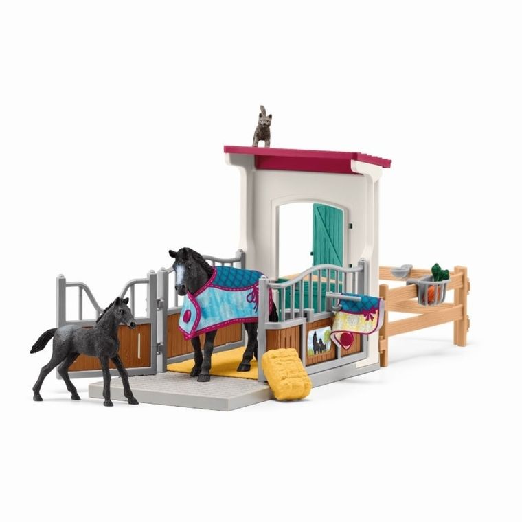 Schleich, Horse Club, Zagroda dla koni z klaczą oraz źrebakiem, zestaw, 42611