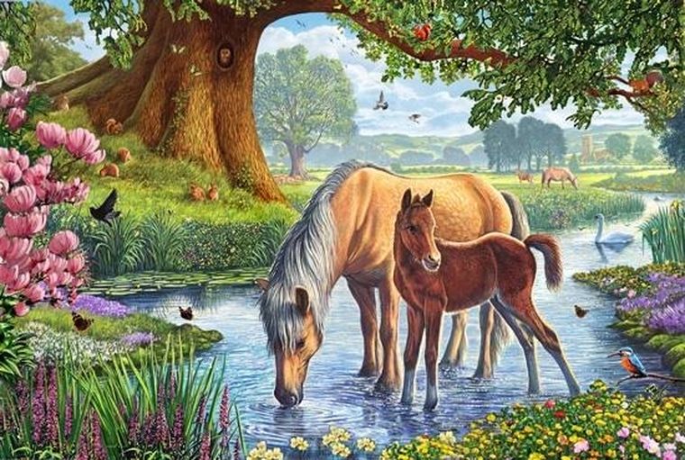 Schmidt, Konie przy strumieniu, puzzle, 150 elementów