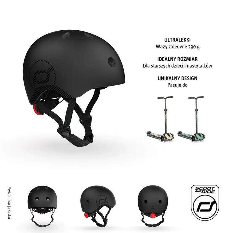 Scoot & Ride, kask, Black, rozmiar M-L