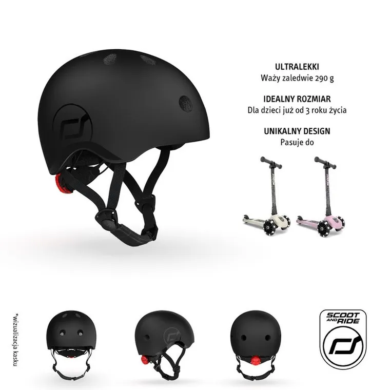 Scoot & Ride, kask dla dzieci, rozmiar S-M, black