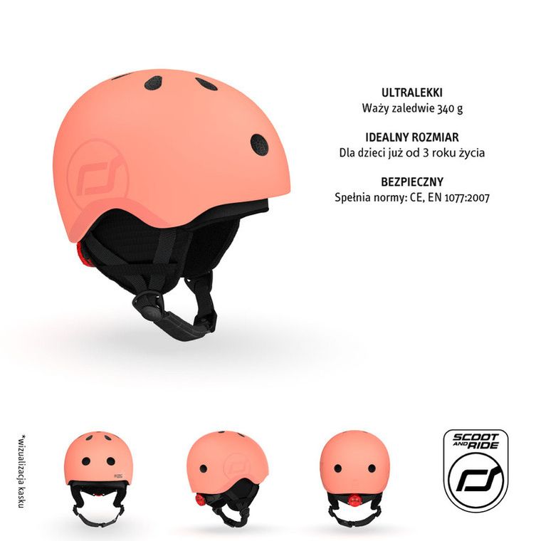 Scoot & Ride, kask narciarski, peach, rozmiar 51-55 cm