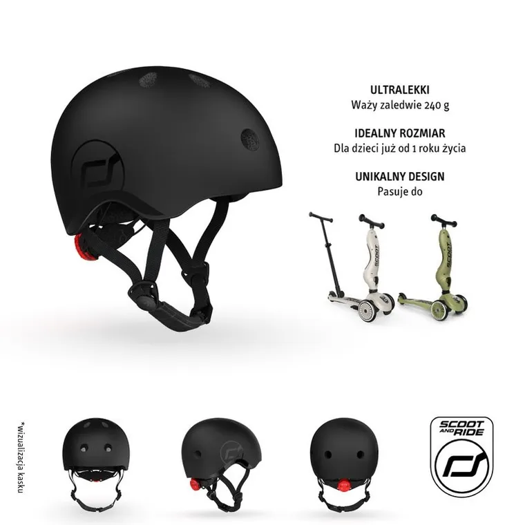 Scoot & Ride, kask ochronny, black, rozmiar 45-51 cm