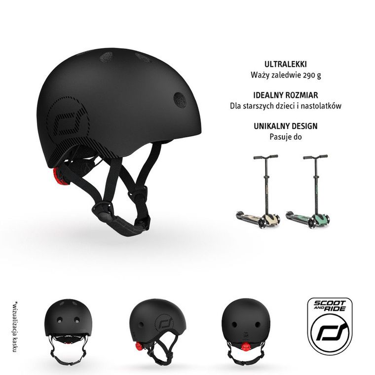 Scoot & Ride, kask ochronny, Black, rozmiar 55-59 cm