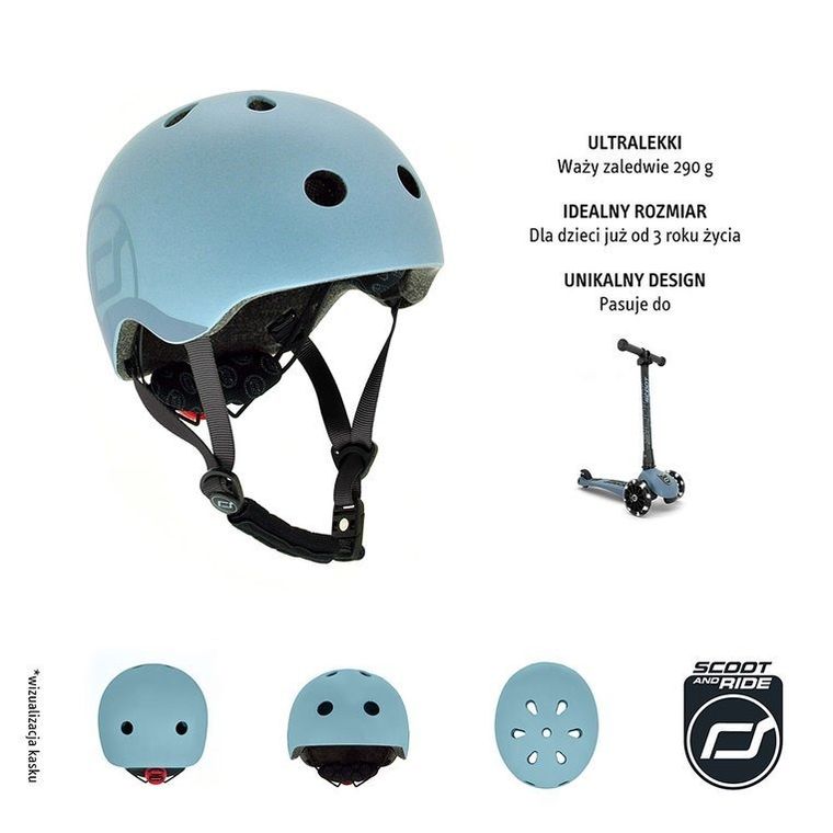 Scoot & Ride, kask ochronny, Steel, rozmiar 51-55 cm