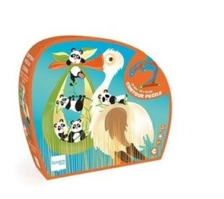 Scratch, puzzle konturowe, Bocian, 24 elementy