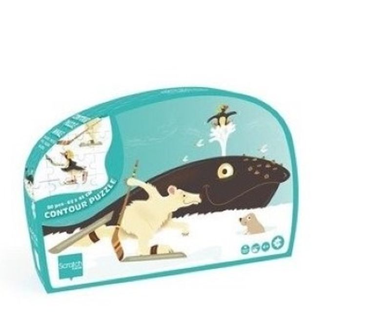 Scratch, Wieloryb, puzzle konturowe, 60 elementów