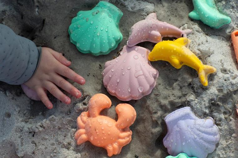 Scrunch, silikonowe foremki do piasku, szałwiowy, 4 szt.