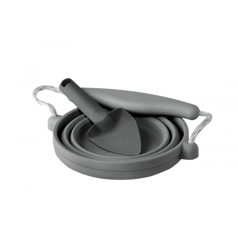 Scrunch, wiaderko z łopatką, silikonowe, ciemnoszare