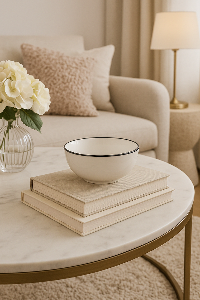 Secret de Gourmet, Alix, miska porcelanowa, czarna obwódka, 15 cm