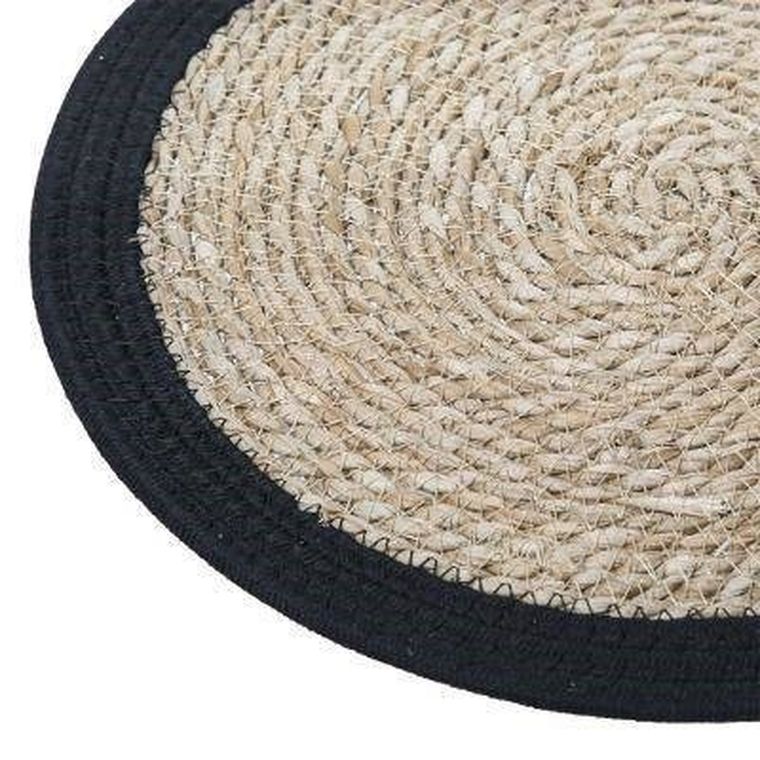Secret de Gourmet, podkładka na stół z trawy morskiej, Happy, ø 38 cm, z czarnym obramowaniem