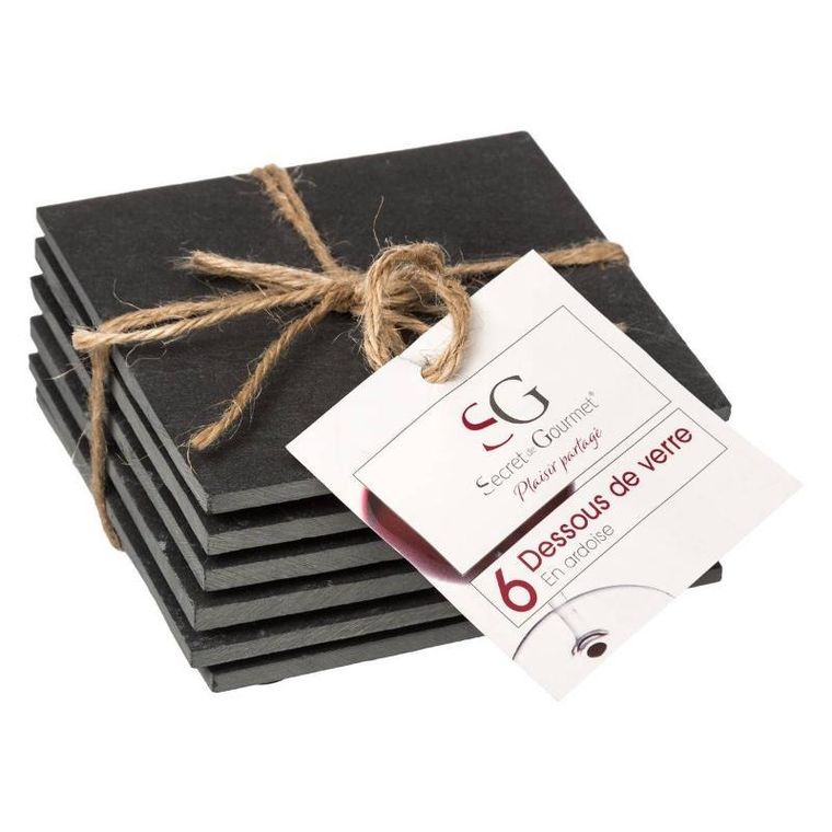 Secret de Gourmet, podkładki pod kubek z łupka, 10-10 cm, 6 szt.
