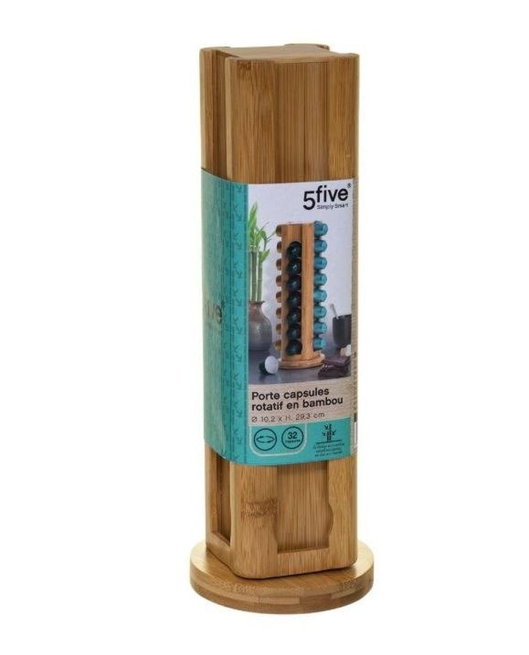 Secret de Gourmet, stojak obrotowy na kapsułki do kawy, 32 szt., bambusowy