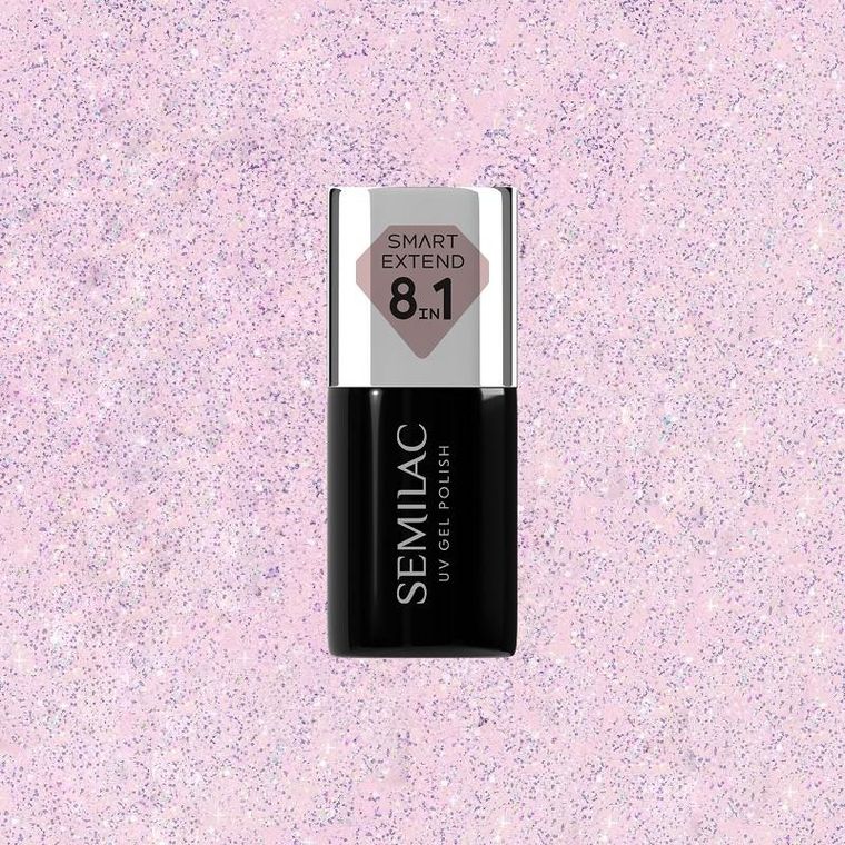 Semilac, Smart Extend, lakier hybrydowy, glitter delicate pink nr 806, 7 ml