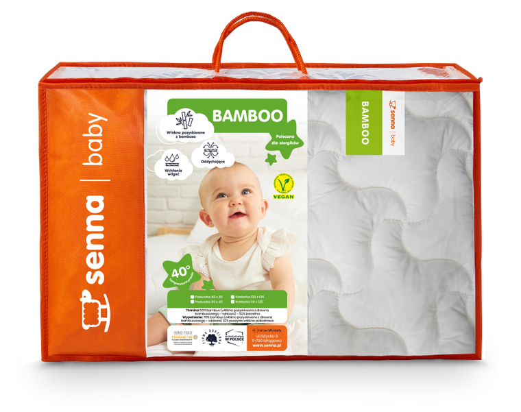 Senna Baby, Bamboo, komplet pościeli, biały, 100-135 cm