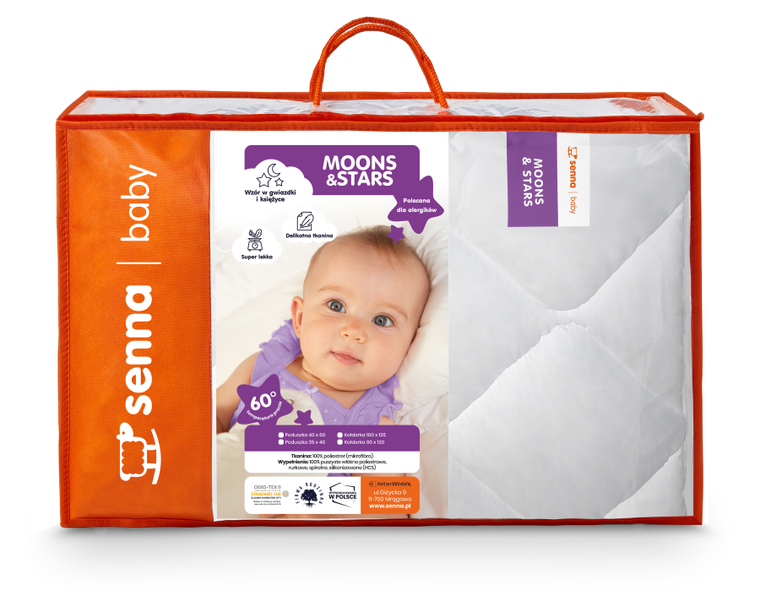Senna Baby, Moons& Stars, komplet pościeli, biały, 100-135 cm