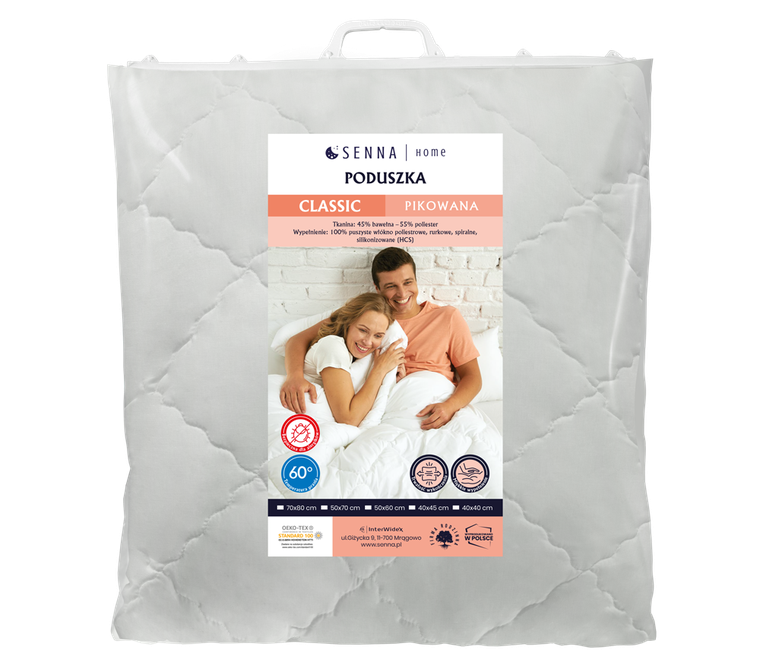 Senna Home, Classic, poduszka pikowana, biała, 70-80 cm