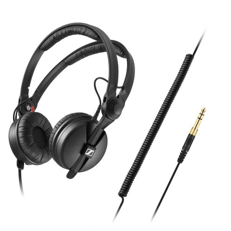 Sennheiser, HD 25 PLUS, słuchawki profesjonalne, zamknięte, przewód prosty i spiralny, dodatkowe poduszki welurowe, pokrowiec