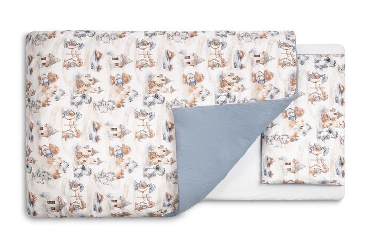 Sensillo, 2-częściowy komplet pościeli, smoki, jeans, 100-135 cm