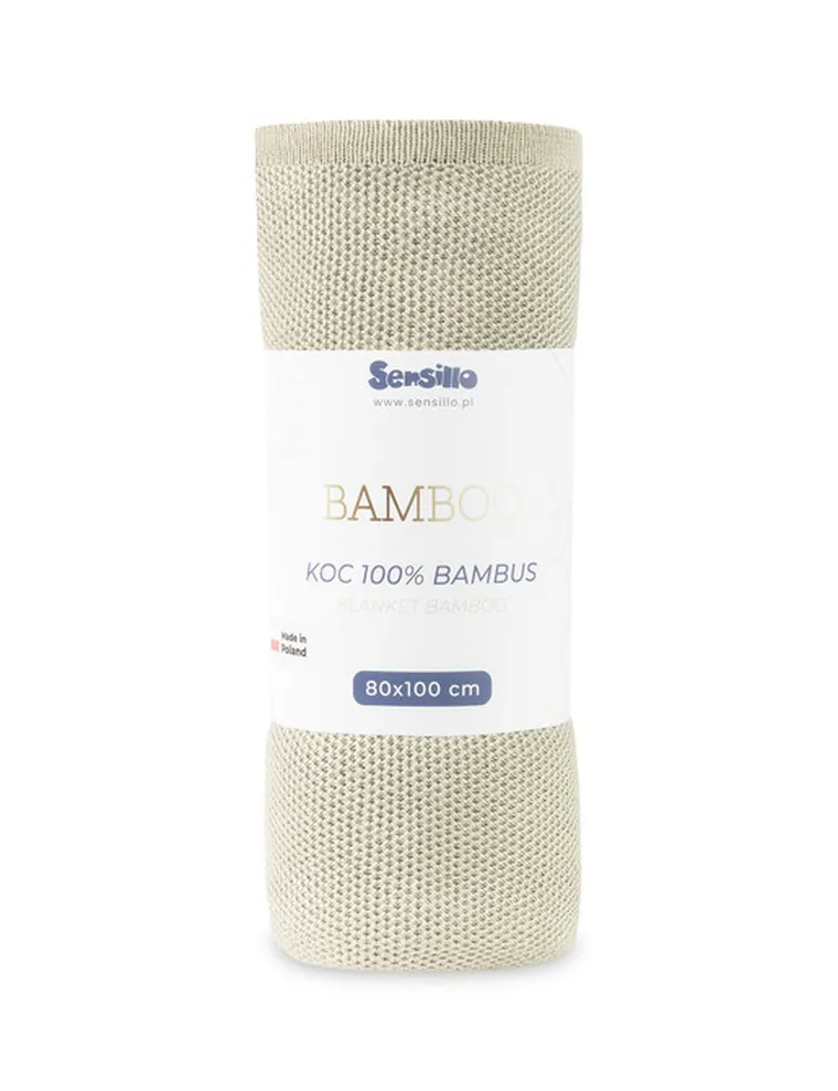 Sensillo, Bamboo, koc z z wiskozy bambusowej, beige, 80-100 cm
