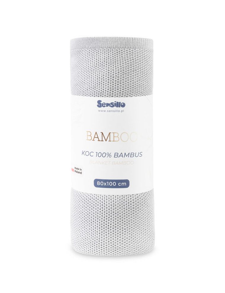 Sensillo, Bamboo, koc z z wiskozy bambusowej, silver, 80-100 cm