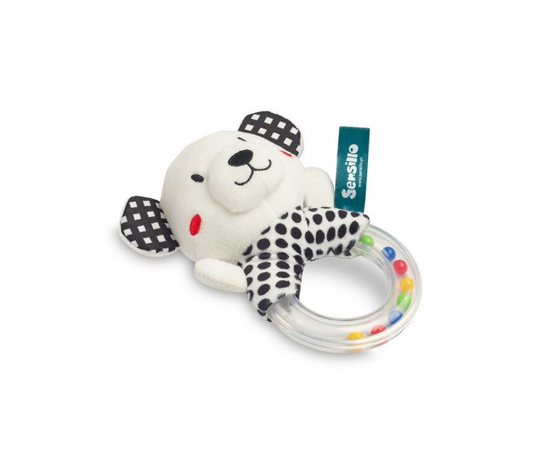 Sensillo, Black&White, miś, miękka grzechotka