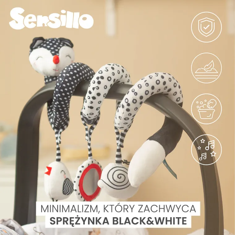 Sensillo, Black&White, sprężynka edukacyjna, lisek