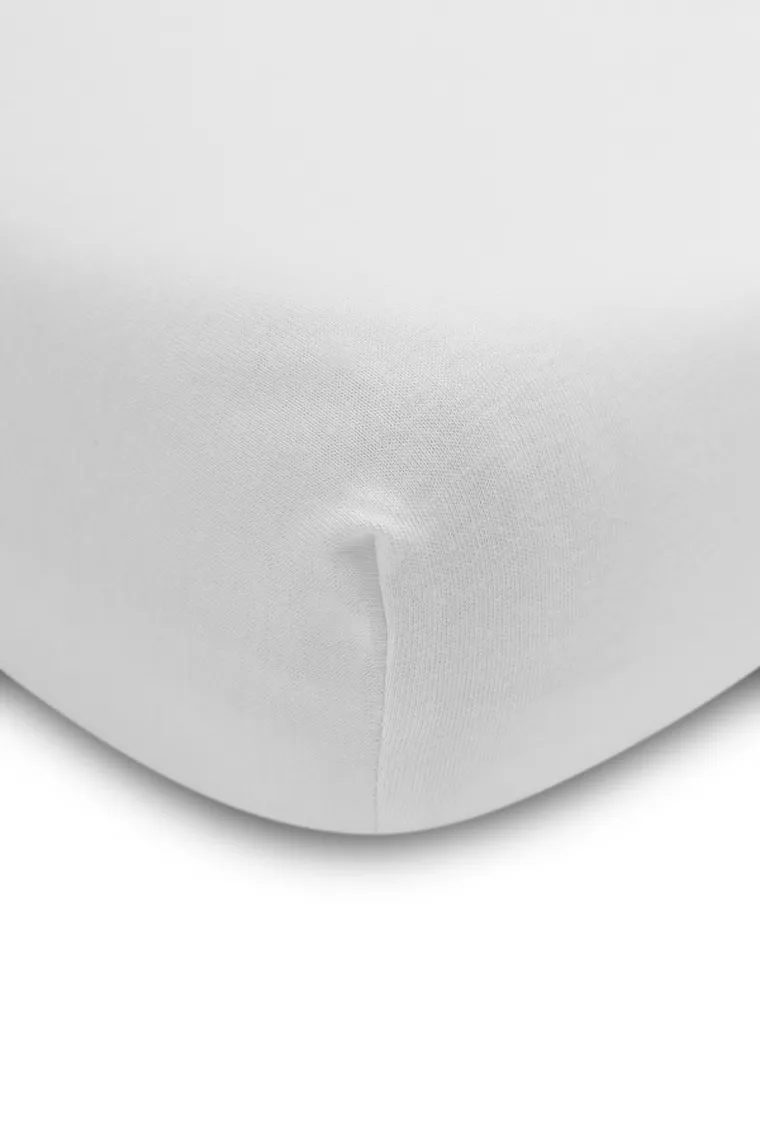 Sensillo, Deluxe, prześcieradło jersey z gumką, białe, 120-60 cm