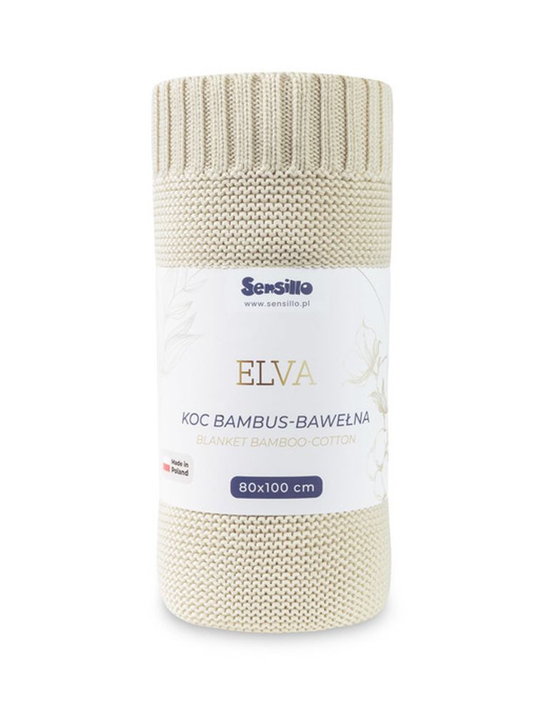 Sensillo, Elva, koc z wiskozy bambusowej i bawełny, warm beige, 80-100 cm