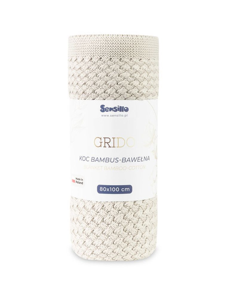 Sensillo, Grido, koc z wiskozy bambusowej i bawełny, cool beige, 80-100 cm