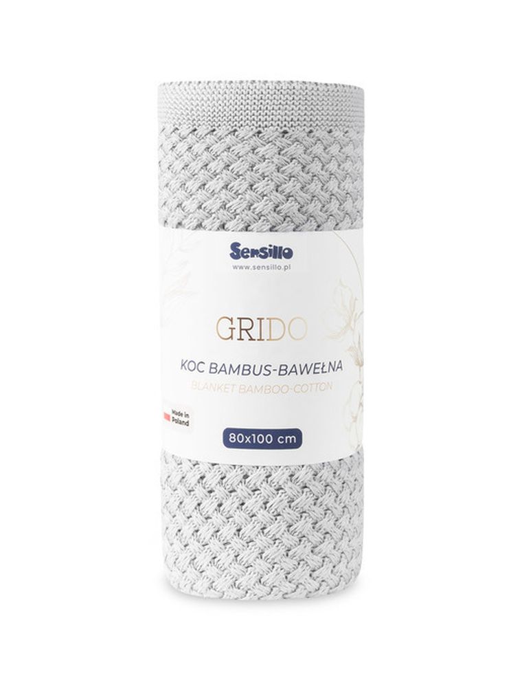 Sensillo, Grido, koc z wiskozy bambusowej i bawełny, light grey, 80-100 cm