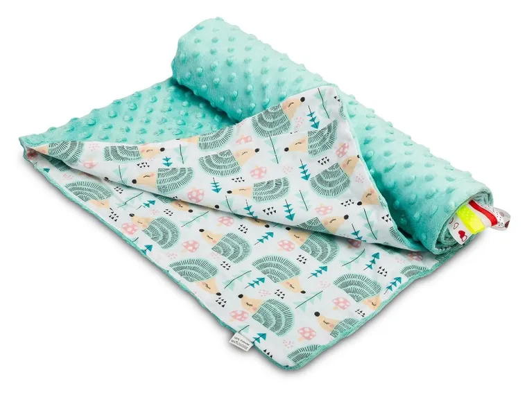 Sensillo, Jeżyki, kocyk minky, miętowy, 75-100 cm