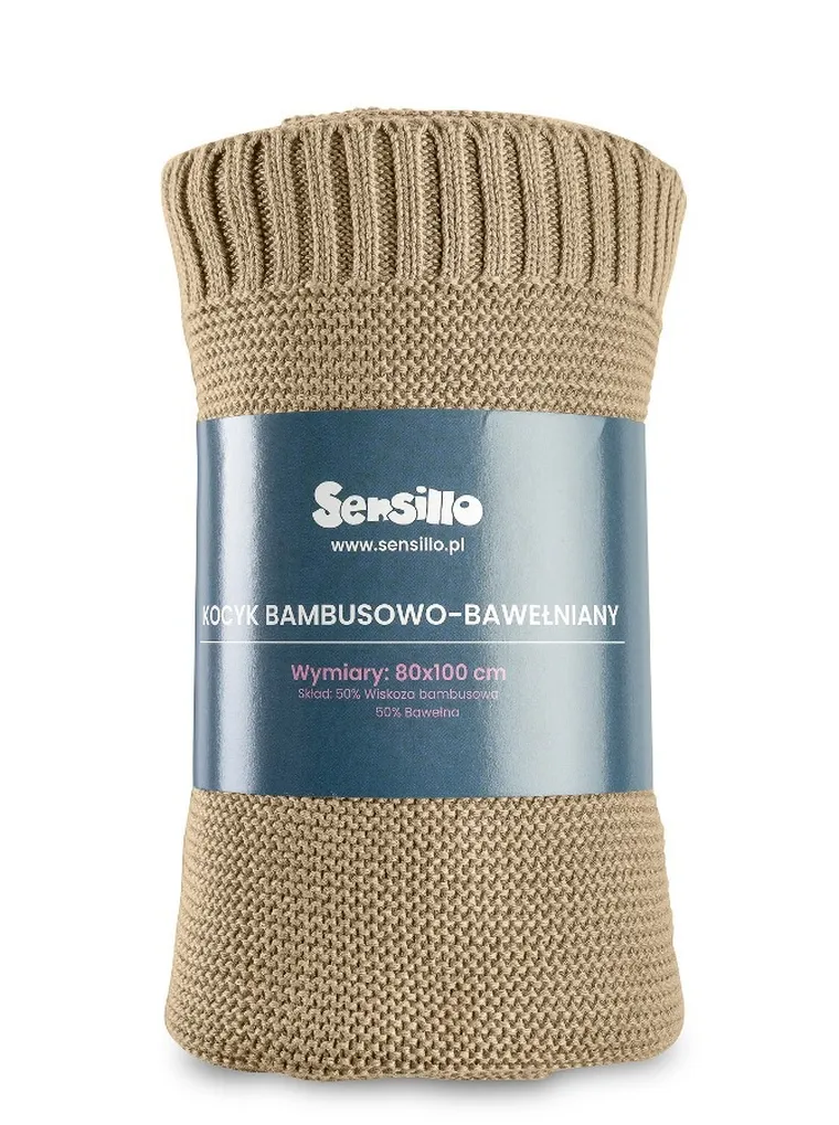 Sensillo, koc bambusowo-bawełniany, beżowy, 80-100 cm