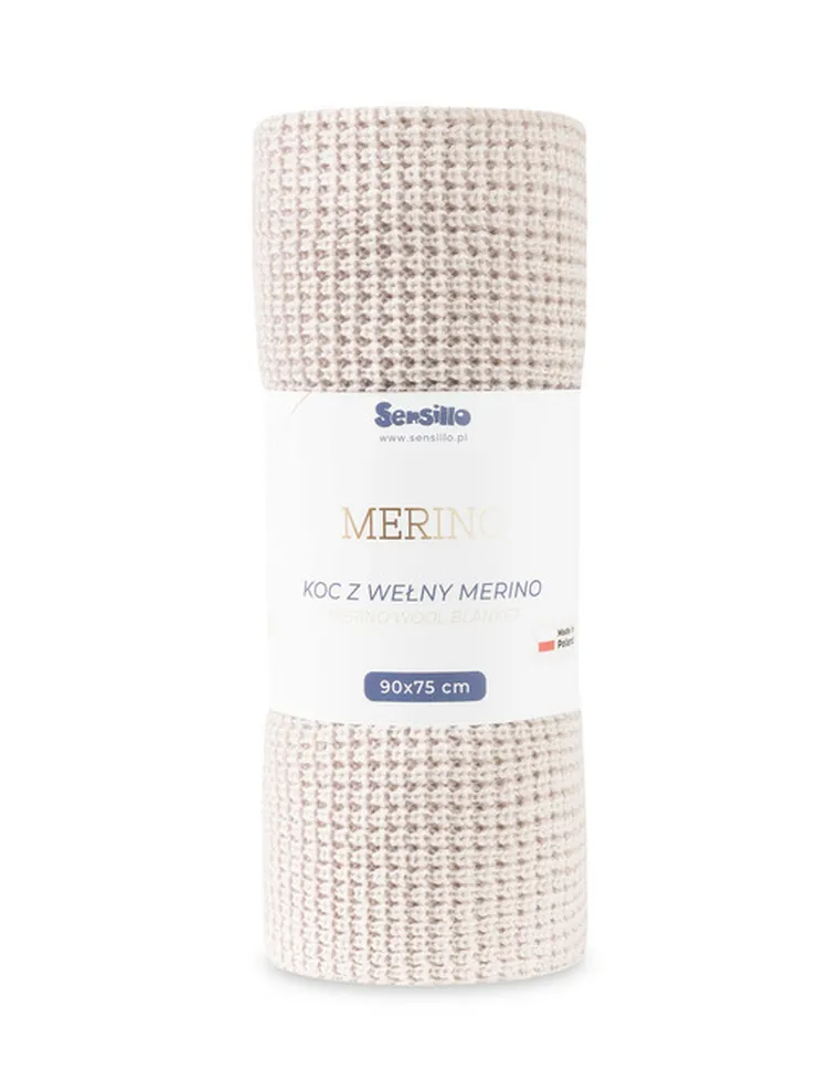 Sensillo, koc z wełny merino, light beige, 90-75 cm