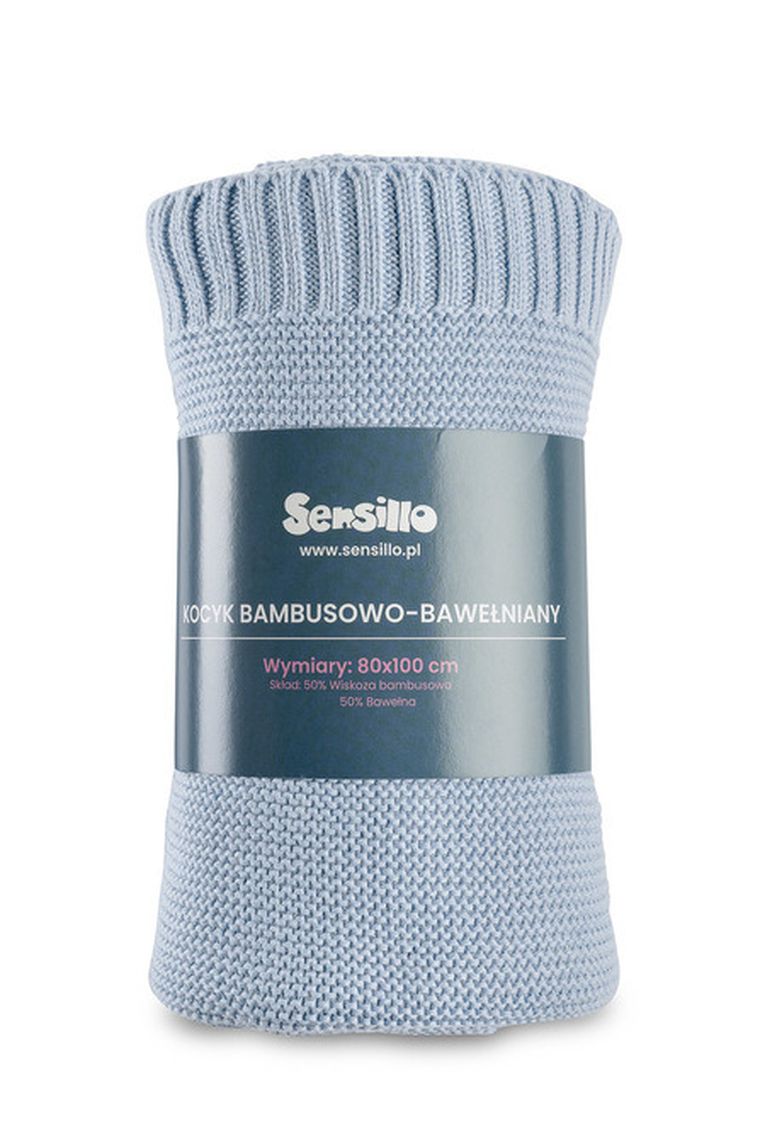 Sensillo, kocyk bambusowo-bawełniany, baby blue, 80-100 cm