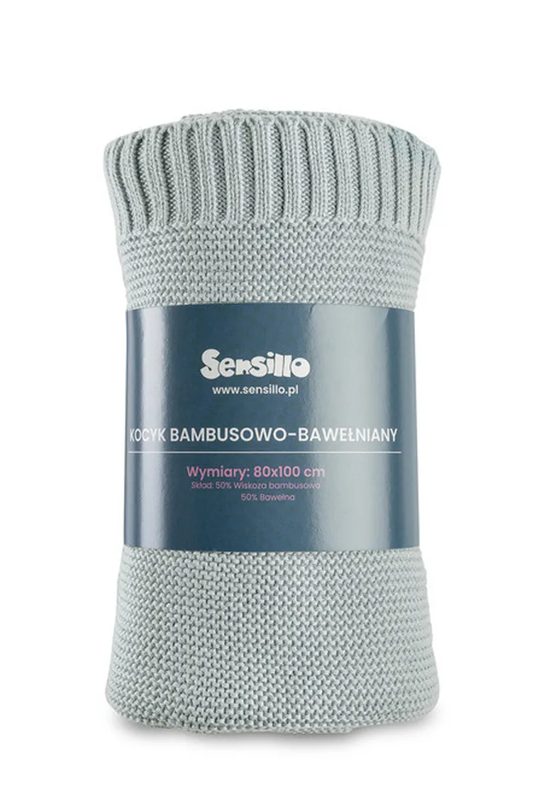 Sensillo, kocyk bambusowo-bawełniany, baby grey, 80-100 cm