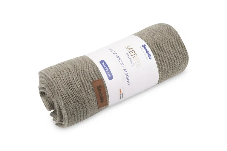 Sensillo, kocyk z wełny merino, dark beige, 75-90 cm