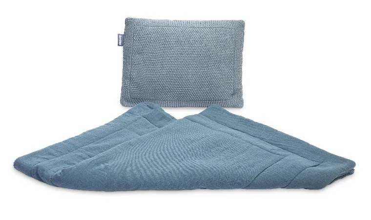 Sensillo, komplet dziergany, muślinowy, niebieski, 80-100 cm