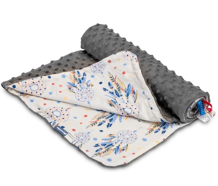 Sensillo, Łapacze snów, kocyk minky, grafitowy, 75-100 cm