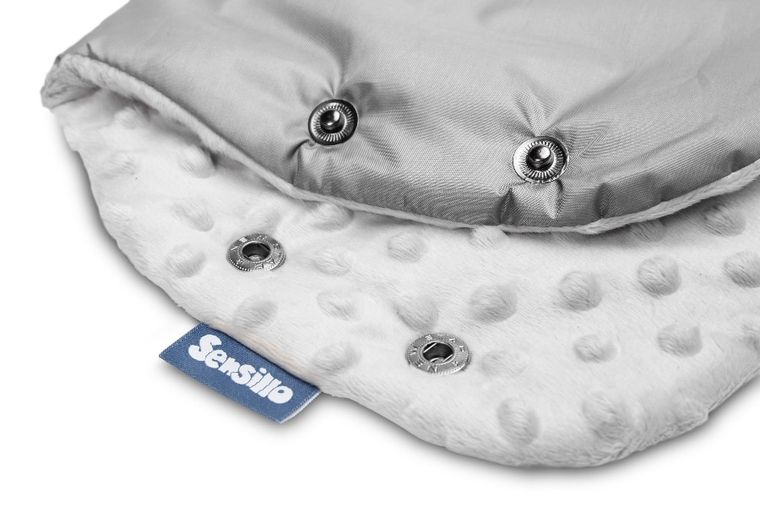 Sensillo, mufka do wózka, minky, szara