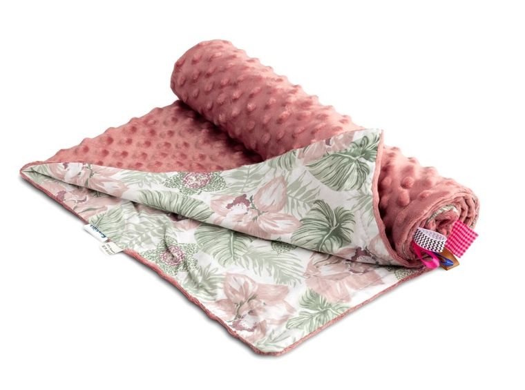 Sensillo, Palmy, koc minky, retro róż, 75-100 cm