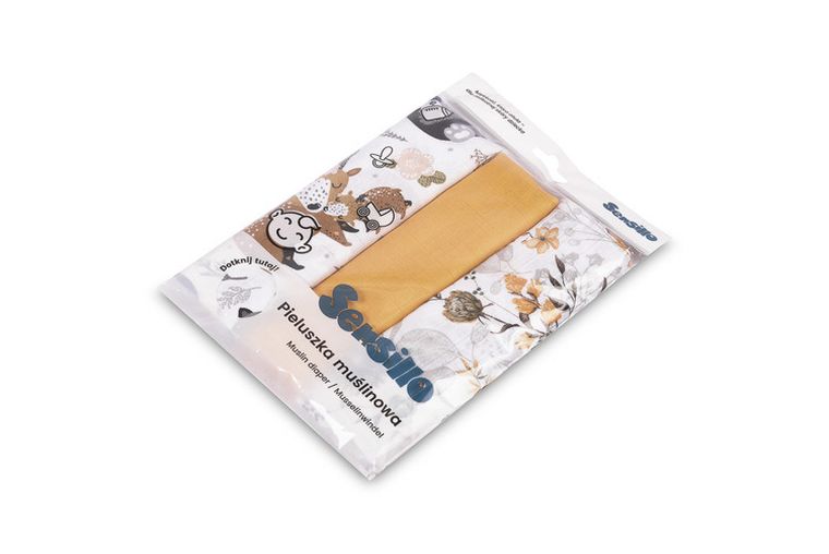 Sensillo, pielucha muślinowa, 60-80 cm, 3 szt.