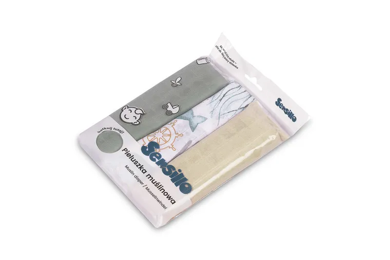 Sensillo, pielucha muślinowa, 60-80 cm, 3 szt.